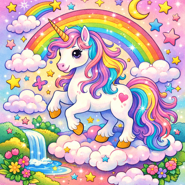 Magical unicorn coloring page