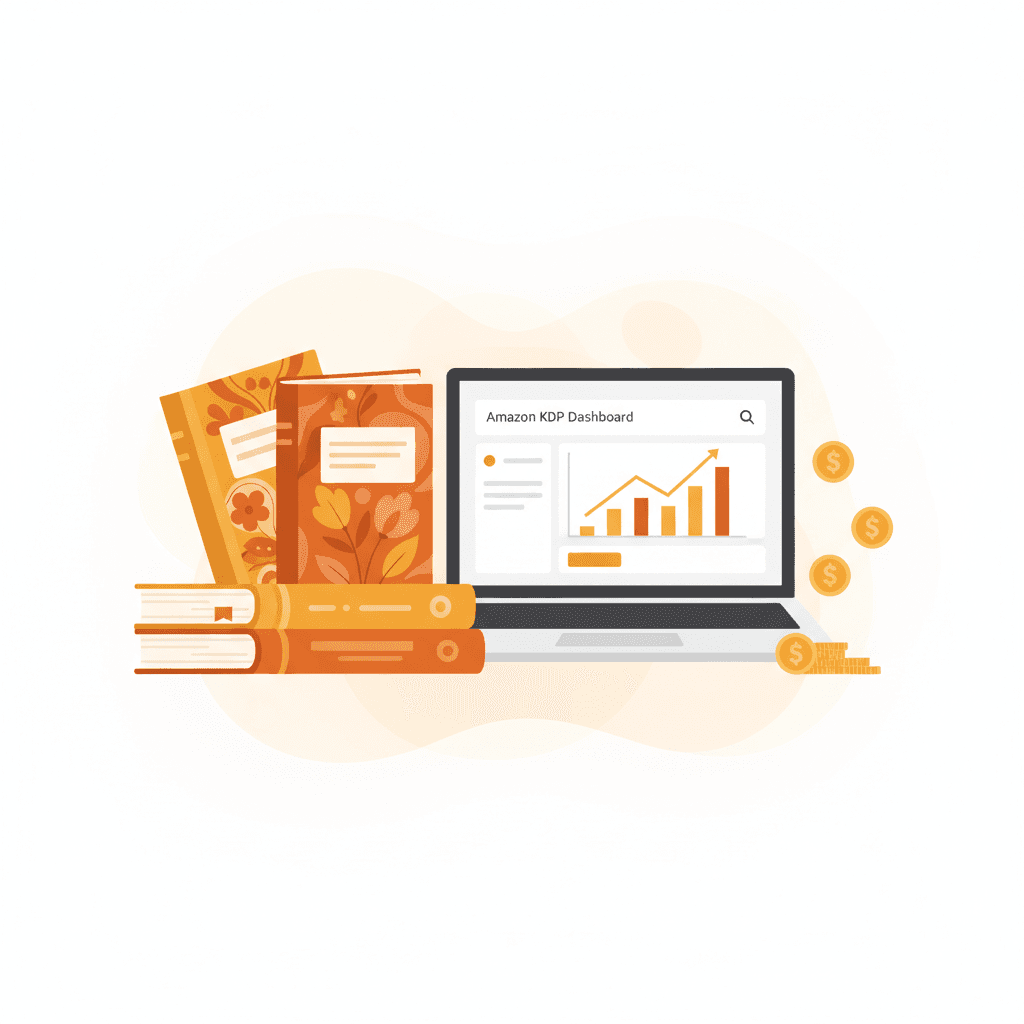 Coloring books for sale on Amazon KDP with sales dashboard