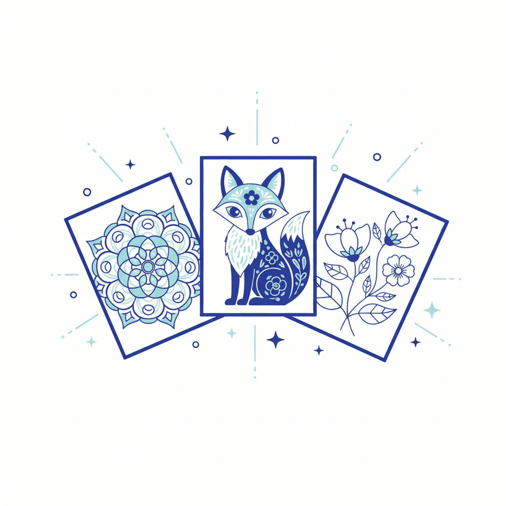 Unique coloring pages with sparkle effects