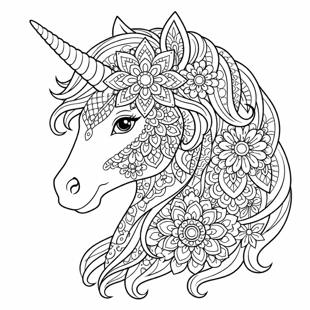 Unicorn Coloring Pages example 3