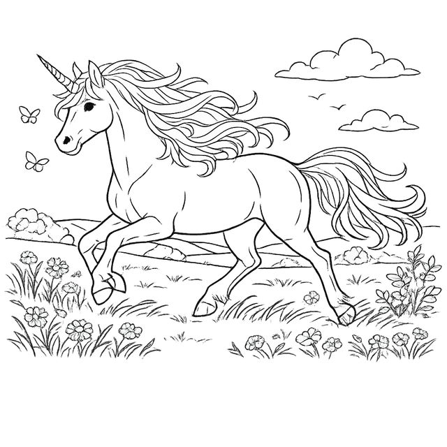 Unicorn Coloring Pages example 2